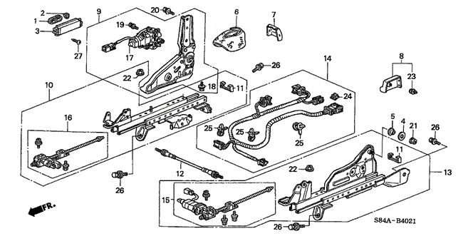 INTERIOR / BUMPER/FRONT SEAT COMPONENTS (R.) (4-WAY POWER SEAT) for 2002 Honda ACCORD SEDAN #1