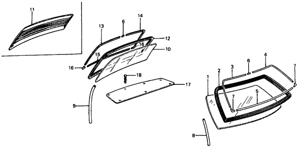 BODY / AIR CONDITIONING/FRONT & REAR WINDOWS for 1976 Honda CIVIC HATCHBACK #1