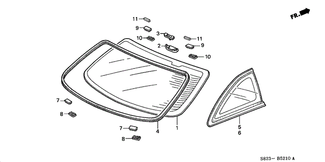 BODY / AIR CONDITIONING/REAR WINDSHIELD - QUARTER GLASS for 2001 Honda ACCORD COUPE #1