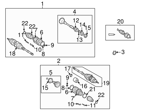 FRONT SUSPENSION/DRIVE AXLES for 2001 Toyota Highlander #1