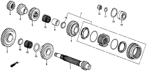 TRANSMISSION - MANUAL/MT COUNTERSHAFT (4WD) 4WD for 1988 Honda CIVIC 5-DOOR #1