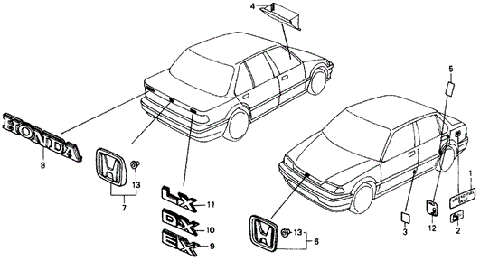 INTERIOR / BUMPER/EMBLEMS for 1990 Honda CIVIC SEDAN #1