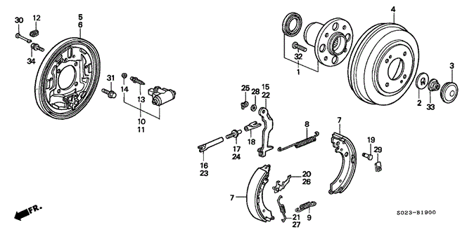 CHASSIS/REAR BRAKE (DRUM) (1) for 2000 Honda CIVIC COUPE #1