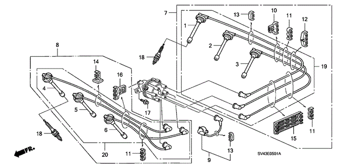 ENGINE/HIGH TENSION CORD - SPARK PLUG (V6) for 1995 Honda ACCORD SEDAN #1