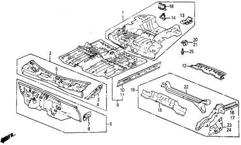 BODY / AIR CONDITIONING/CROSS MEMBERS - DASHBOARD - FLOOR for 1987 Honda CIVIC 5-DOOR #1