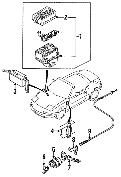Components Under Hood for 1990 Mazda Miata #0