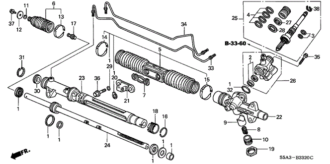 CHASSIS/P.S. GEAR BOX COMPONENTS for 2001 Honda CIVIC SEDAN #1