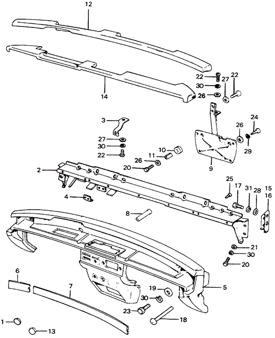 INTERIOR / BUMPER/INSTRUMENT GARNISH - METER HOUSING for 1975 Honda CIVIC 1200 HATCHBACK #1