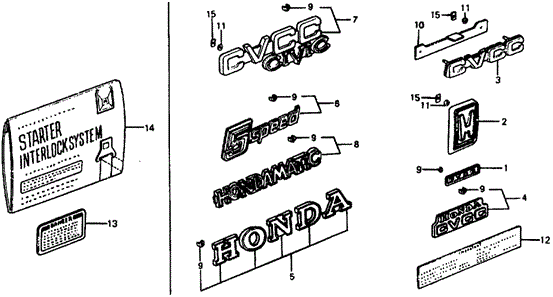 INTERIOR / BUMPER/EMBLEMS for 1977 Honda CIVIC HATCHBACK #1