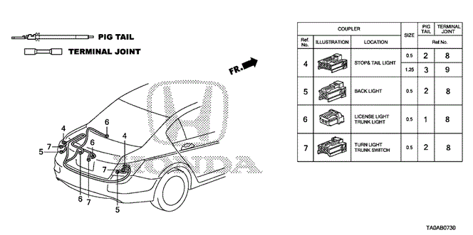 Electrical/Exhaust/Heater/Fuel/Electrical Connectors (RR.) for 2012 Honda ACCORD SEDAN #1