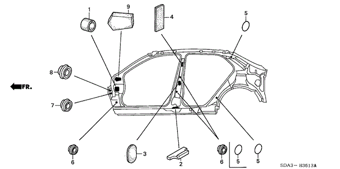 INTERIOR / BUMPER/GROMMET (SIDE) for 2005 Honda ACCORD SEDAN #1