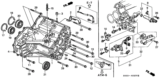 Transmission - Automatic/AT Transmission Housing (A4RA) for 1996 Honda CIVIC COUPE #1