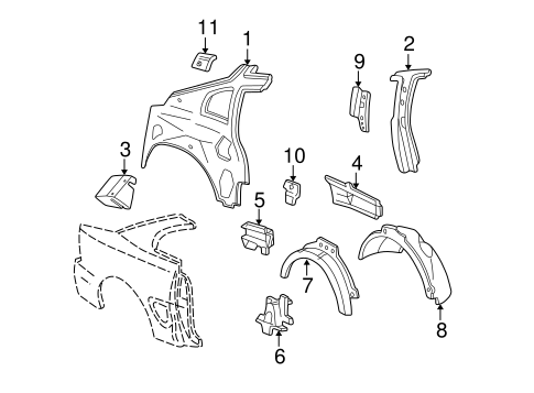 Body/Inner Structure for 2000 Ford Mustang #2