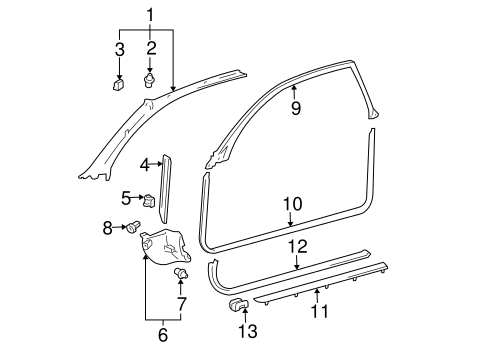 BODY/INTERIOR TRIM - PILLARS for 2000 Toyota Solara #1