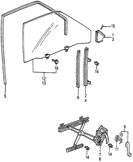 BODY / AIR CONDITIONING/DOOR WINDOW 3DR for 1985 Honda ACCORD HATCHBACK #1