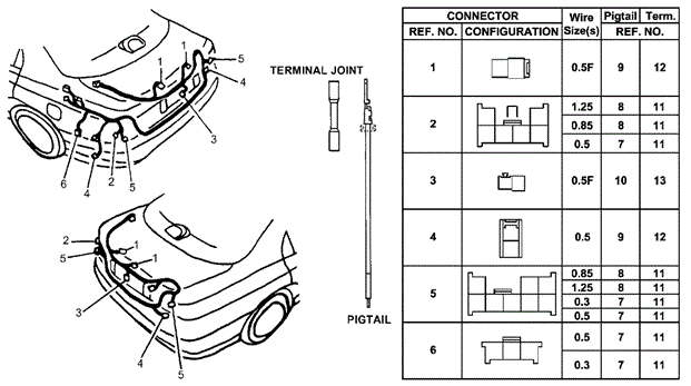 ELECTRICAL / EXHAUST / HEATER / FUEL/ELECTRICAL CONNECTORS (RR.) for 1997 Honda ACCORD COUPE #1