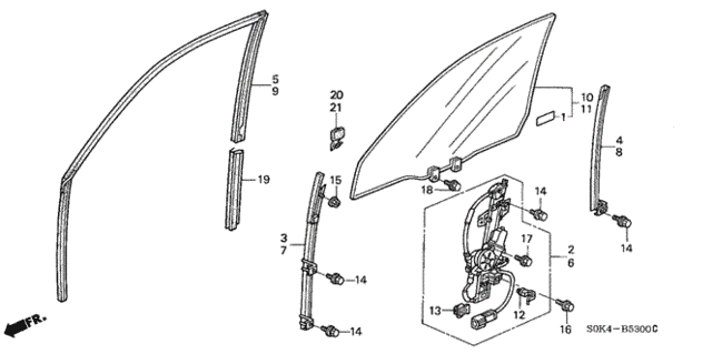 Front Door Window for 2002 Acura TL SEDAN #0