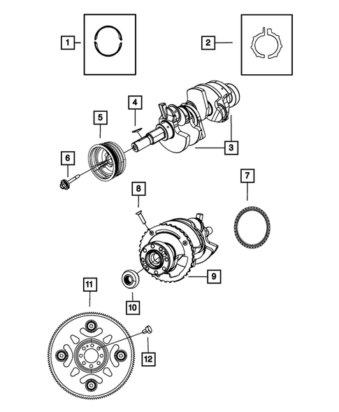 Crankshaft, Piston, Drive Plate, Flywheel, and Damper for 2011 Jeep Liberty #1