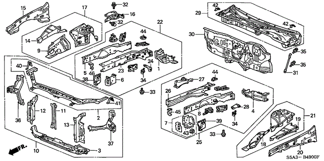 BODY / AIR CONDITIONING/FRONT BULKHEAD for 2001 Honda CIVIC SEDAN #1