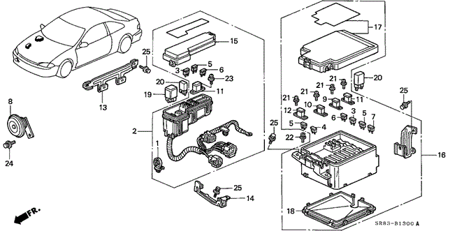 Electrical/Exhaust/Heater/Fuel/Control Unit (Engine Room) for 1993 Honda CIVIC COUPE #1