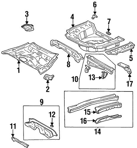 BODY/REAR FLOOR & RAILS for 1997 Toyota Paseo #1