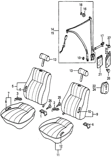 INTERIOR / BUMPER/FRONT SEAT - SEAT BELT for 1985 Honda ACCORD SEDAN #1