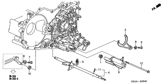 Transmission - Automatic/AT Shift Fork - Control Shaft for 2004 Honda CIVIC SEDAN #1