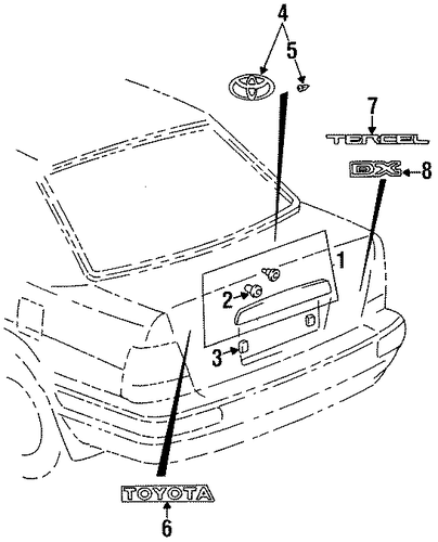 BODY/EXTERIOR TRIM - TRUNK for 1997 Toyota Tercel #1