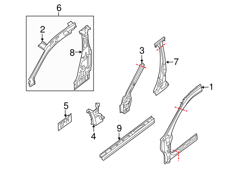 Body/Hinge Pillar for 2012 Nissan Altima #2