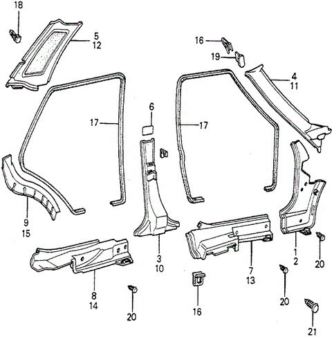 Interior/Bumper/Door Trim (2) for 1981 Honda ACCORD SEDAN #1