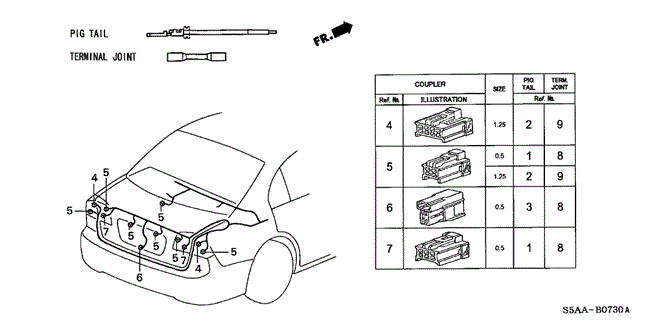 Electrical/Exhaust/Heater/Fuel/Electrical Connectors (RR.) for 2004 Honda CIVIC SEDAN #1