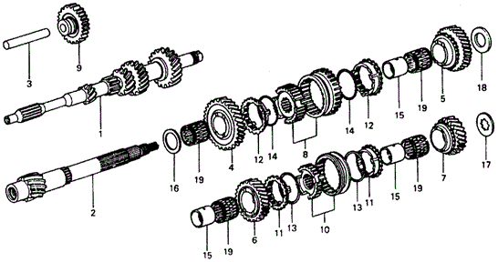 TRANSMISSION - MANUAL/4MT TRANSMISSION GEARS for 1976 Honda CIVIC HATCHBACK #1