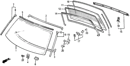 BODY / AIR CONDITIONING/WINDSHIELD - REAR WINDOW for 1987 Honda CIVIC 5-DOOR #1