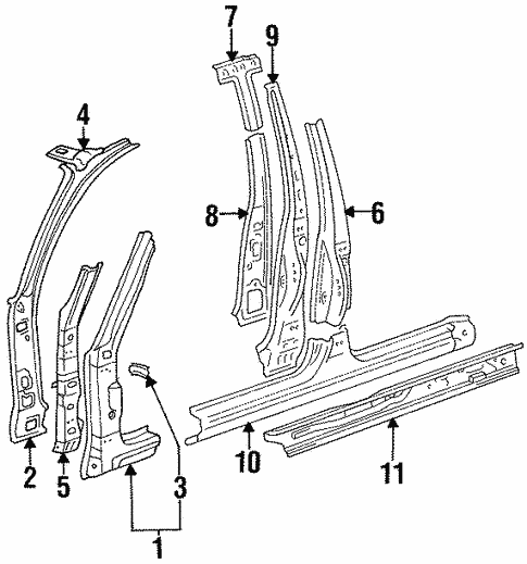 Center Pillar & Rocker for 1997 Toyota Corolla #0