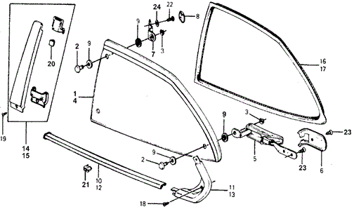 Body/Air Conditioning/Quarter Window for 1978 Honda ACCORD HATCHBACK #1