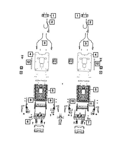 Rear Seats - Third Row Adjusters, Recliners, Shields and Risers for 2021 Jeep Grand Cherokee L #0