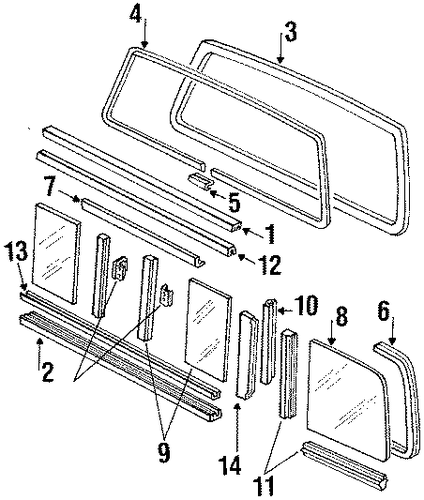 F-350 GLASS & HARDWARE - BACK