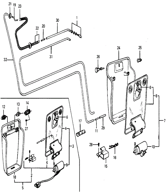 Body/Air Conditioning/Rear Window Washer & Motor for 1975 Honda CIVIC 1200 HATCHBACK #1