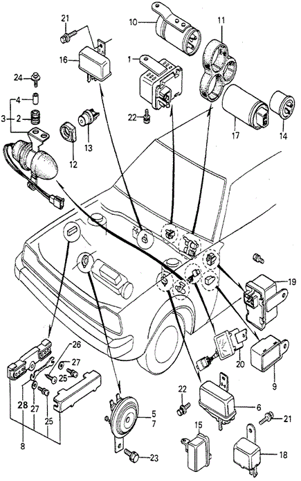 ELECTRICAL / EXHAUST / HEATER / FUEL/MAIN FUSE BOX - HORN for 1979 Honda ACCORD HATCHBACK #1