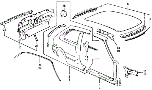 BODY / AIR CONDITIONING/BODY STRUCTURE COMPONENTS (2) for 1978 Honda ACCORD HATCHBACK #1
