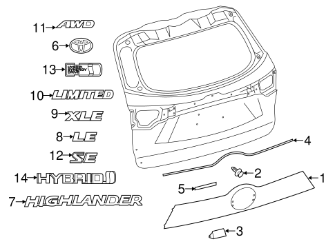 BODY/EXTERIOR TRIM - LIFT GATE for 2014 Toyota Highlander #1