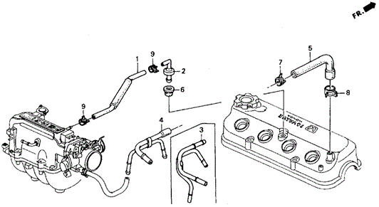 ENGINE/BREATHER TUBE for 1993 Honda ACCORD COUPE #1