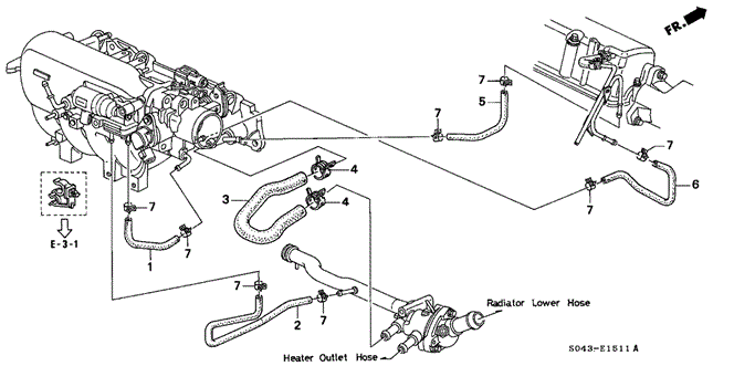 ENGINE/WATER HOSE (2) for 1997 Honda CIVIC SEDAN #1