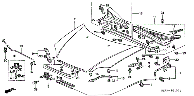 BODY / AIR CONDITIONING/HOOD for 2004 Honda CIVIC COUPE #1