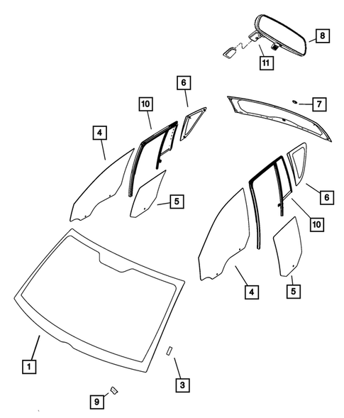 Glass and Interior Rear View Mirror for 2011 Jeep Patriot #1
