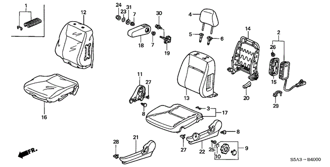 INTERIOR / BUMPER/FRONT SEAT (L.) for 2001 Honda CIVIC SEDAN #1