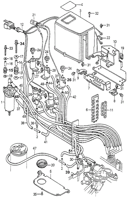 ELECTRICAL / EXHAUST / HEATER / FUEL/CONTROL BOX - VALVE - TUBING ('81) (KA/KH) for 1981 Honda ACCORD SEDAN #1