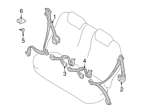 Rear Seat Belts for 2000 Kia Spectra #0