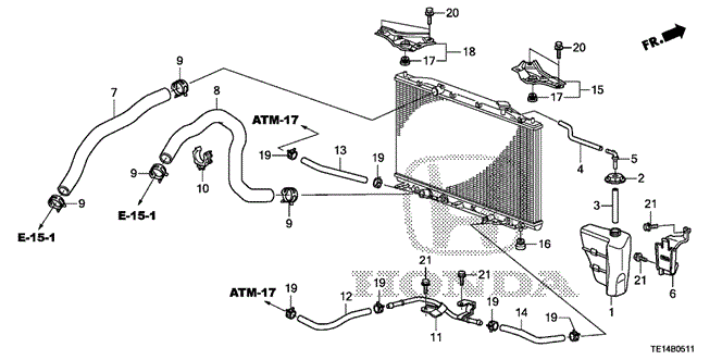Electrical/Exhaust/Heater/Fuel/Radiator Hose - Reserve Tank (V6) for 2012 Honda ACCORD COUPE #1