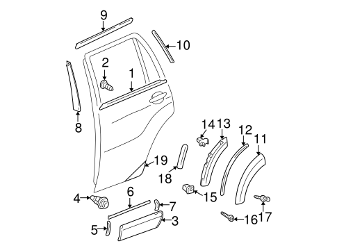 BODY/EXTERIOR TRIM - REAR DOOR for 2005 Toyota RAV4 #1